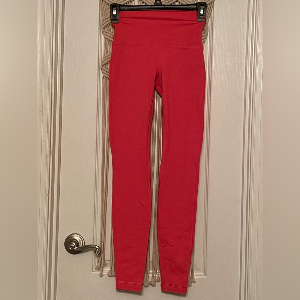 Bright pink full length Lululemon Leggings